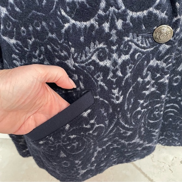 Cabi Wool Blend Paisley Black Navy Floral Jacquard Tapestry Blazer Jacket Velvet - Picture 7 of 16